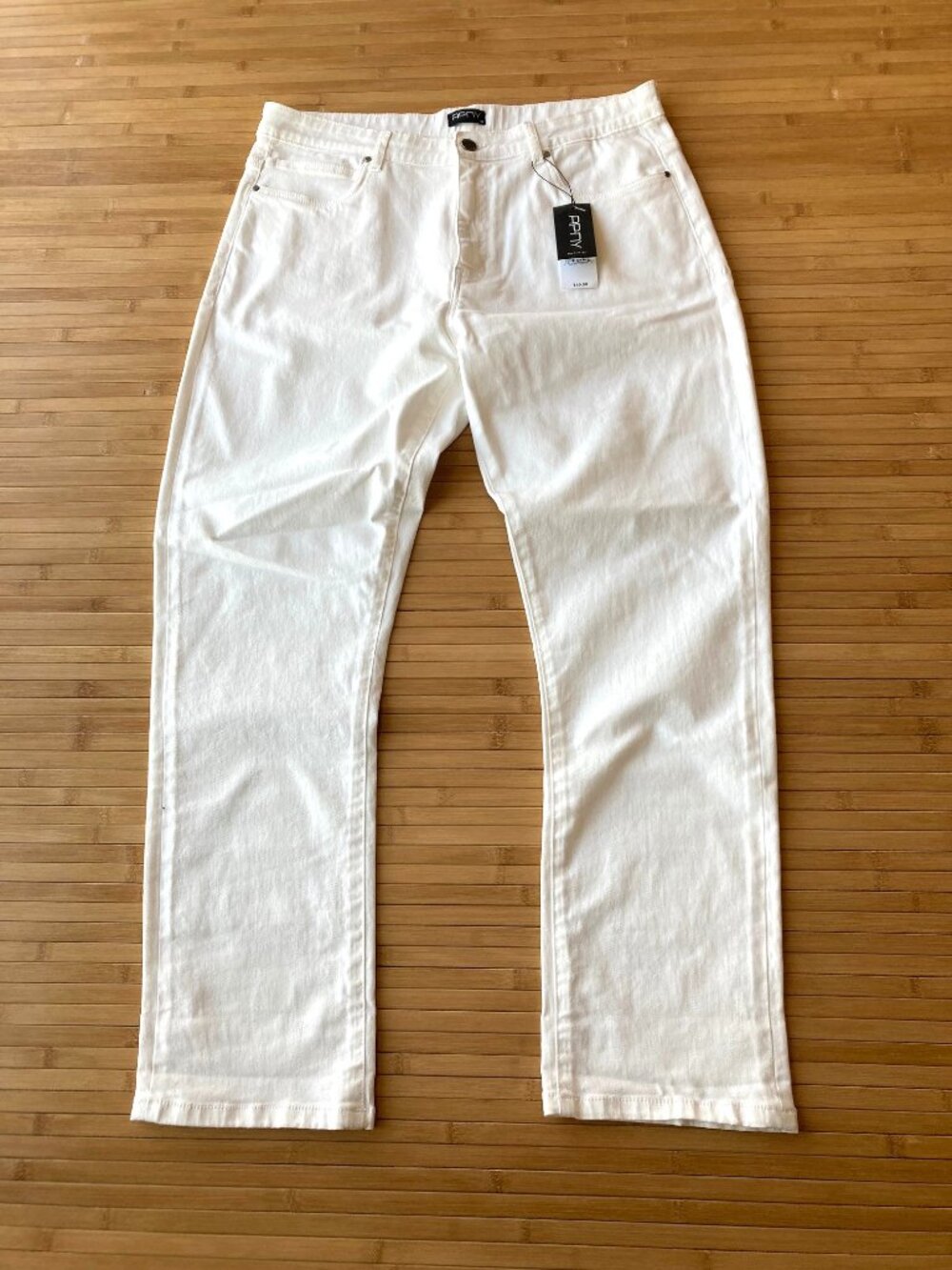 APNY Straight Leg Stretch Denim Jeans High Rise Womens 16 White NWT